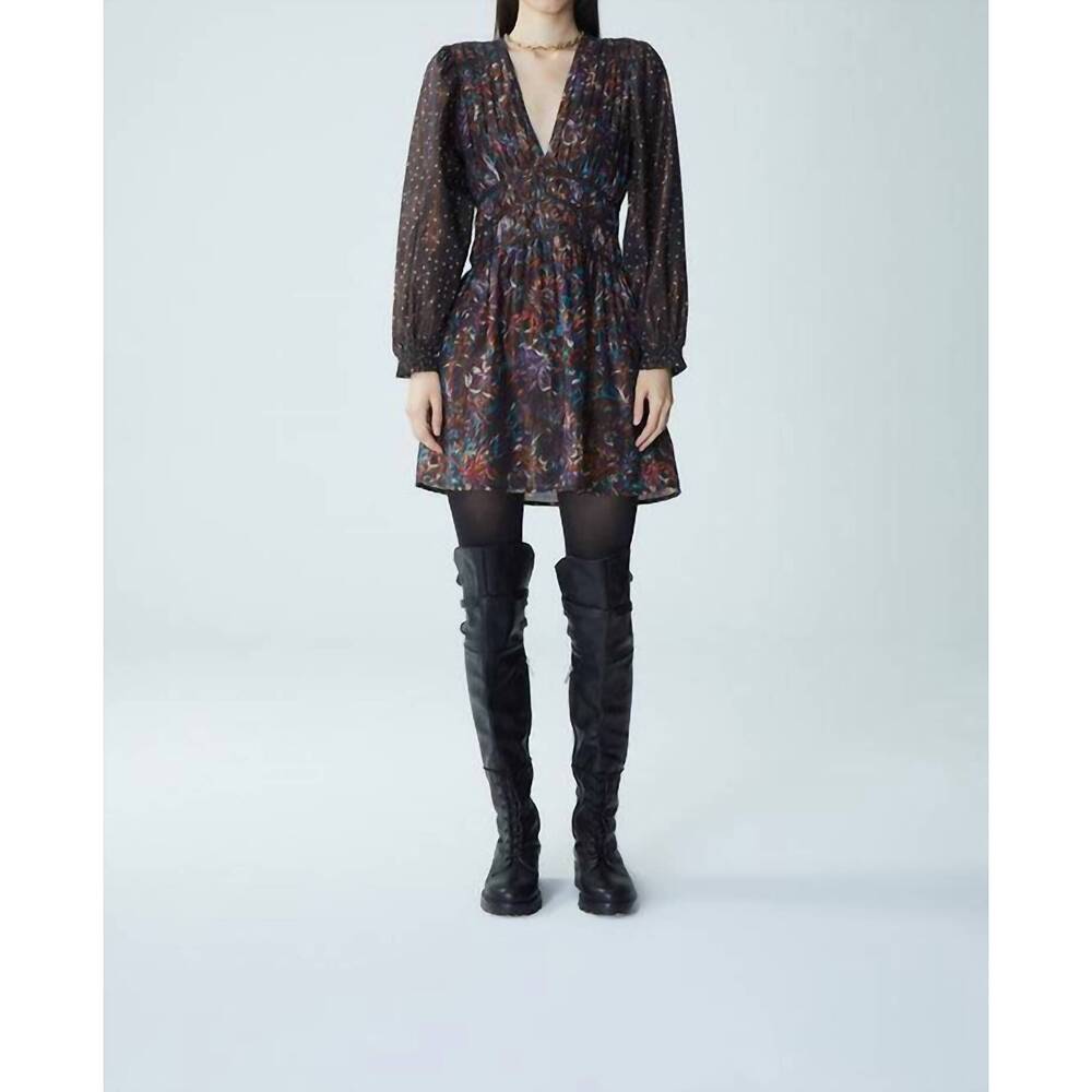 NEW MARIA CHER jujuy mac short dress in black dahlia